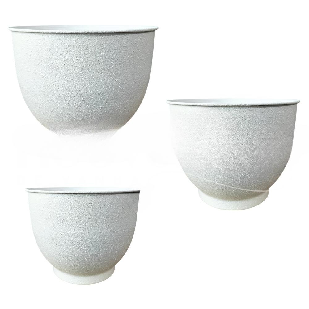 SET 3 VASI METALLO WHITE CM.31x31x25